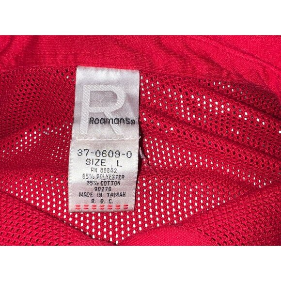 Roamans Red Mesh Button-Up Shirt Size Large Short Sleeve Lightweight Collared To - Picture 3 of 10